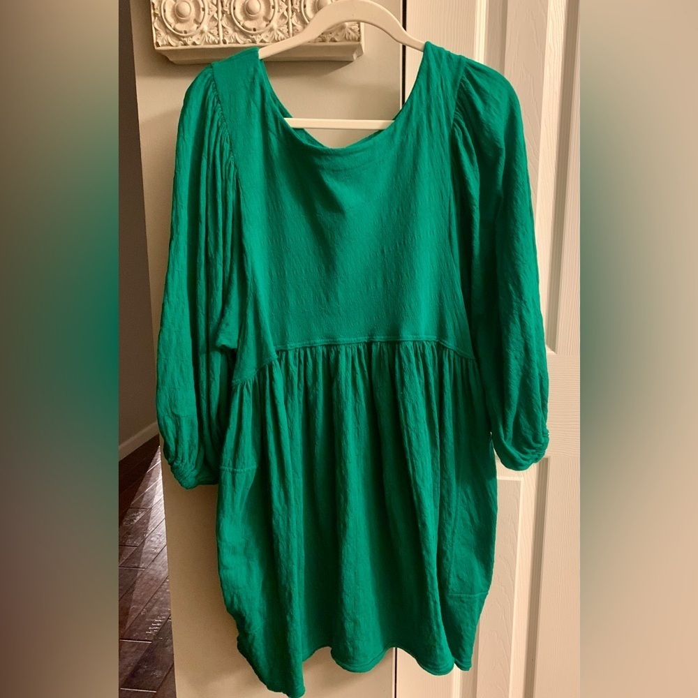 EUC Free People Beach Get Obsessed Babydoll Mini Dress Emerald Waters S - Picture 8 of 11